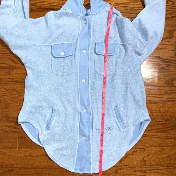 Boys Lie Baby Blue Inside Out Fleece Pamela Cherub Logo Shirt Jacket One Size - Picture 10 of 11